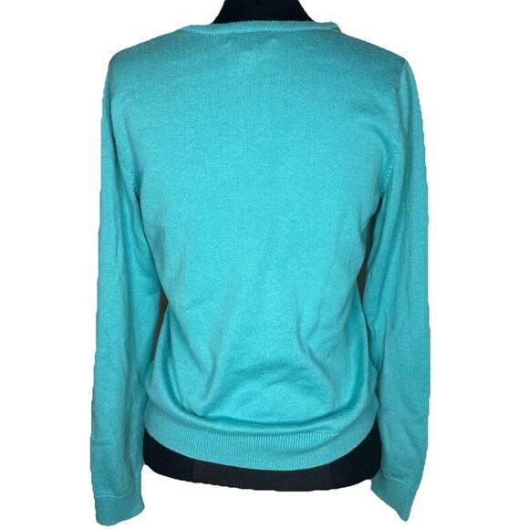 Vintage Cherokee Womens Small Teal Cardigan Button Up Sweater Cotton Cozy - Picture 4 of 10